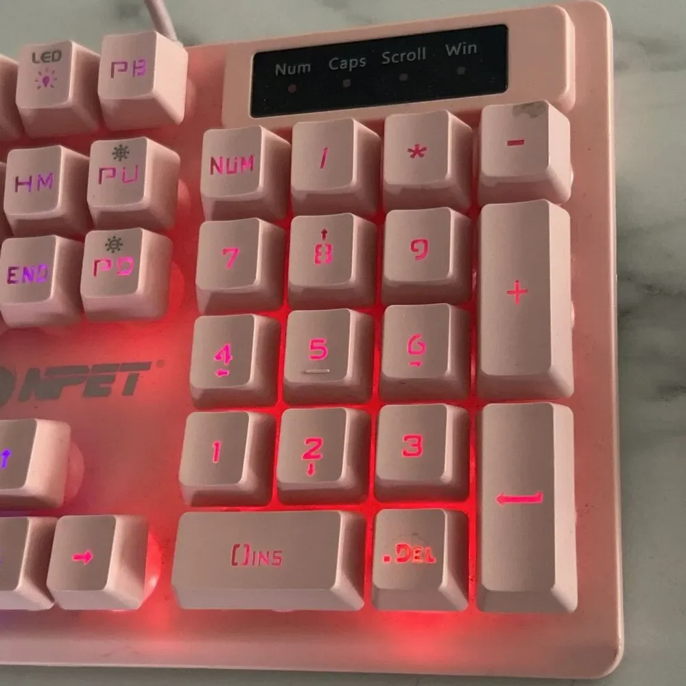 NPET K10 Wired Gaming Keyboard LED Backlit Pink USB Wired Elle Woods
